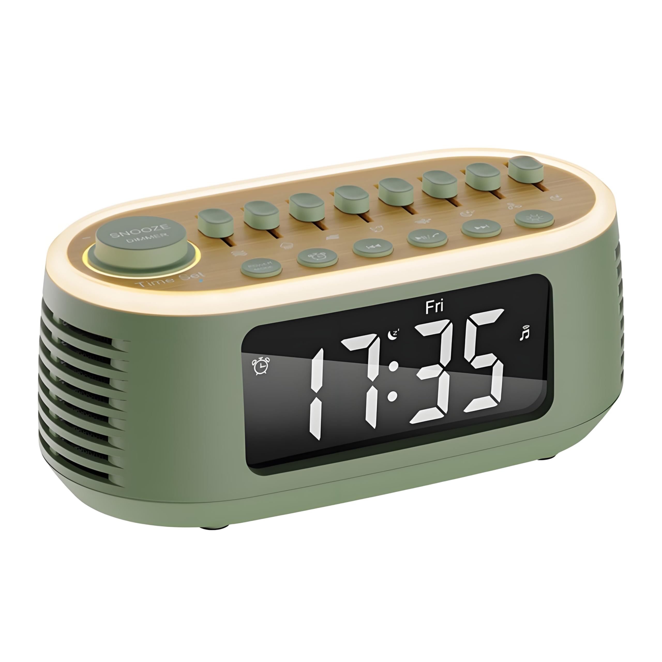 Głośnik Bluetooth, cyfrowy budzik z wyświetlaczem LED, lampka nocna RGB, kojący naturalny dźwięk do spania, dla niemowląt, dzieci, dorosłych, sypialni