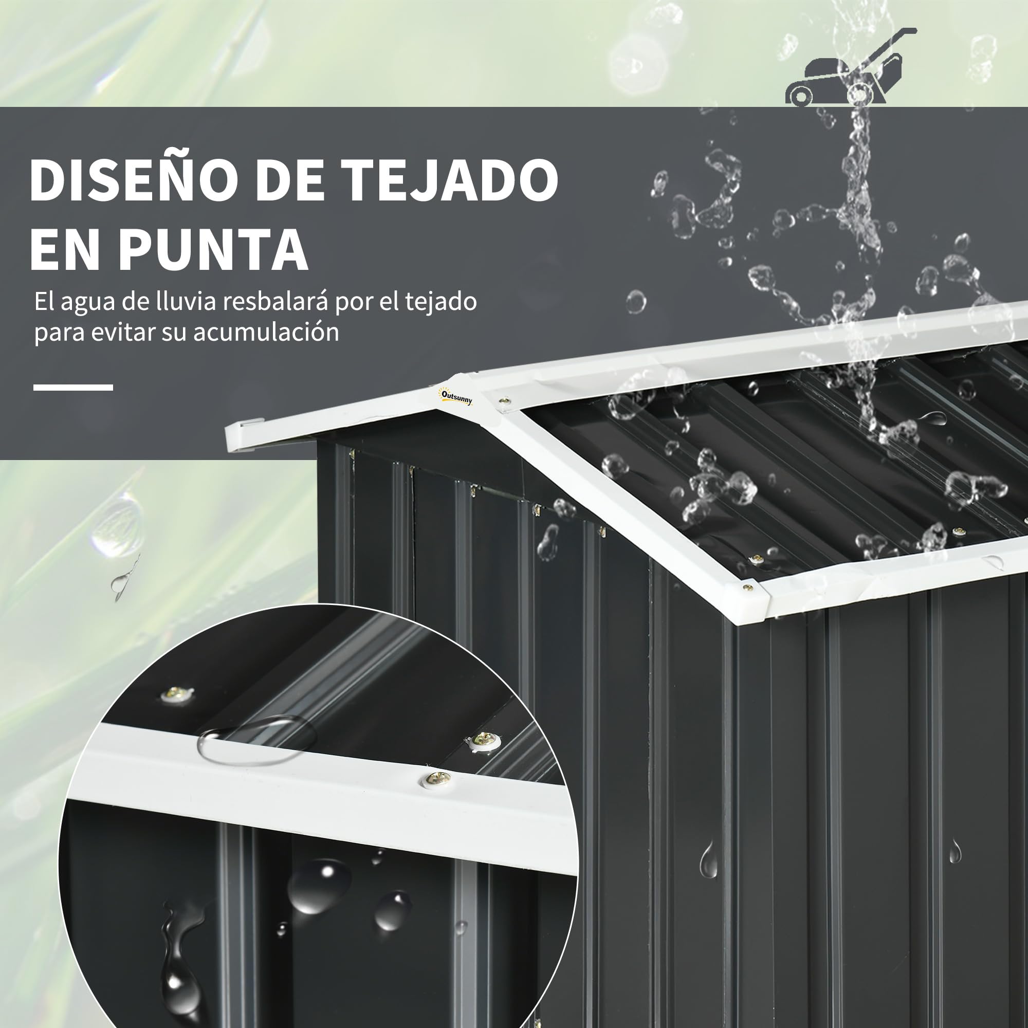 Outsunny Garaje para Robot Cortacésped para Jardín 87x103x66cm Gris Oscuro | de Acero Galvanizado, Techo Dos Aguas, Caseta para Robot Cortacésped, Exterior, Césped