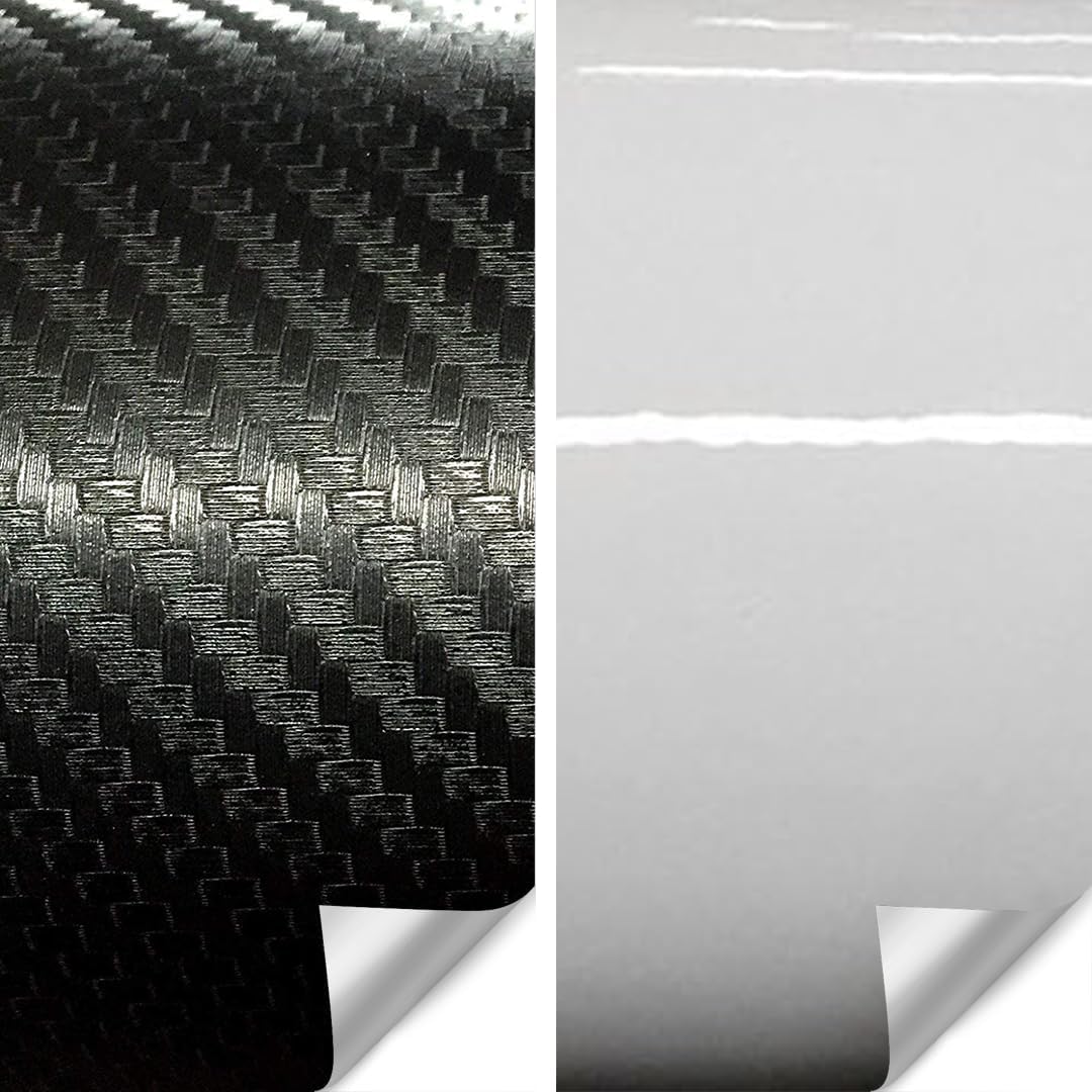 VViViD Black Carbon Fiber (3ft x 5ft) + White High Gloss (3ft x 5ft) Automotive Vinyl Wrap Bundle - M0