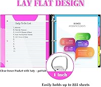 Vista 3 de INFUN 1 Inch 3-Ring Telescoping Project Organizer Binder,13 Pocket, Customizable Front Cover, 5 Colors Pocket Divider and Plastic Binder Pocket，225
