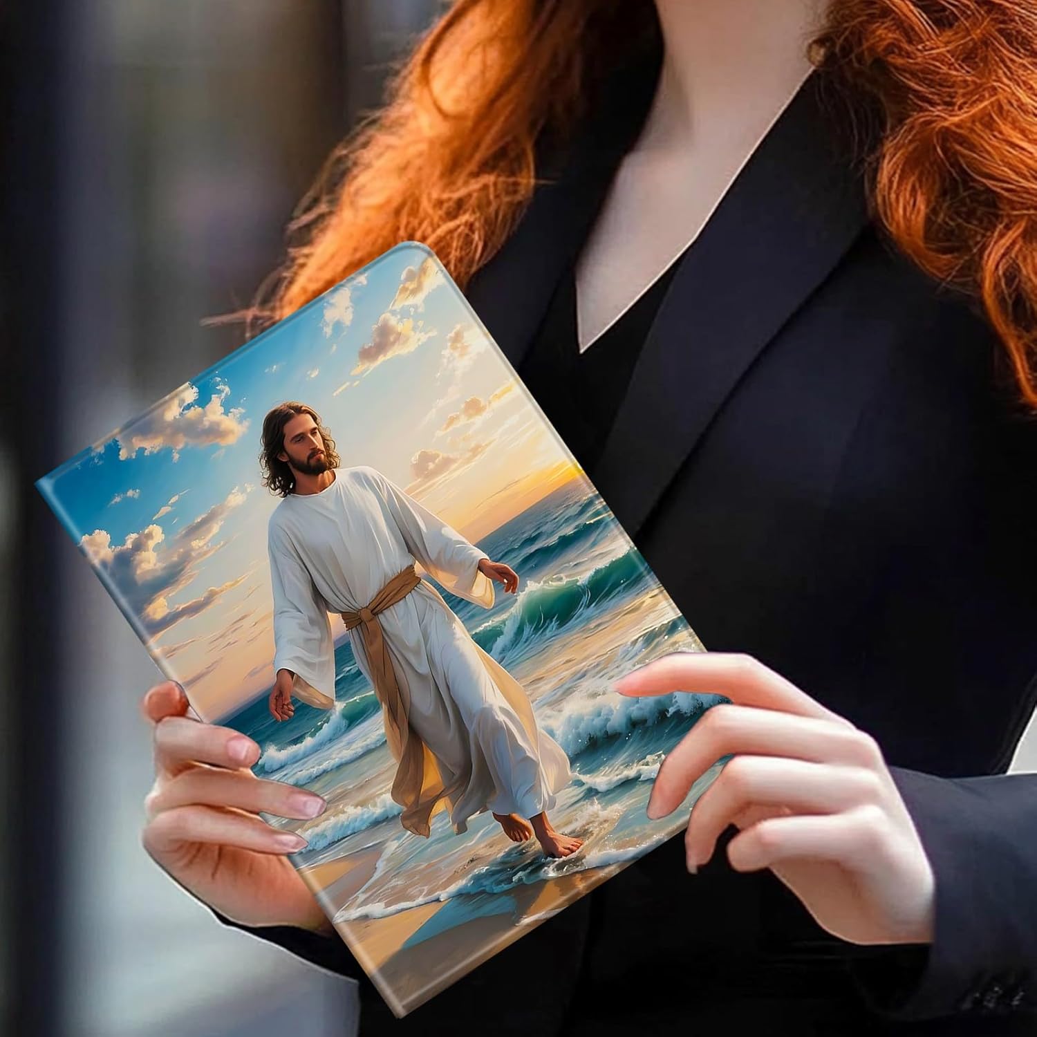 Case for iPad (A16) 11th Generation 11 Inch 2025, for iPad 10th Generation 10.9 inch 2022 - PU Leather Auto Sleep/Wake, Slim Lightweight Protective Cover – Jesus Walking Beach