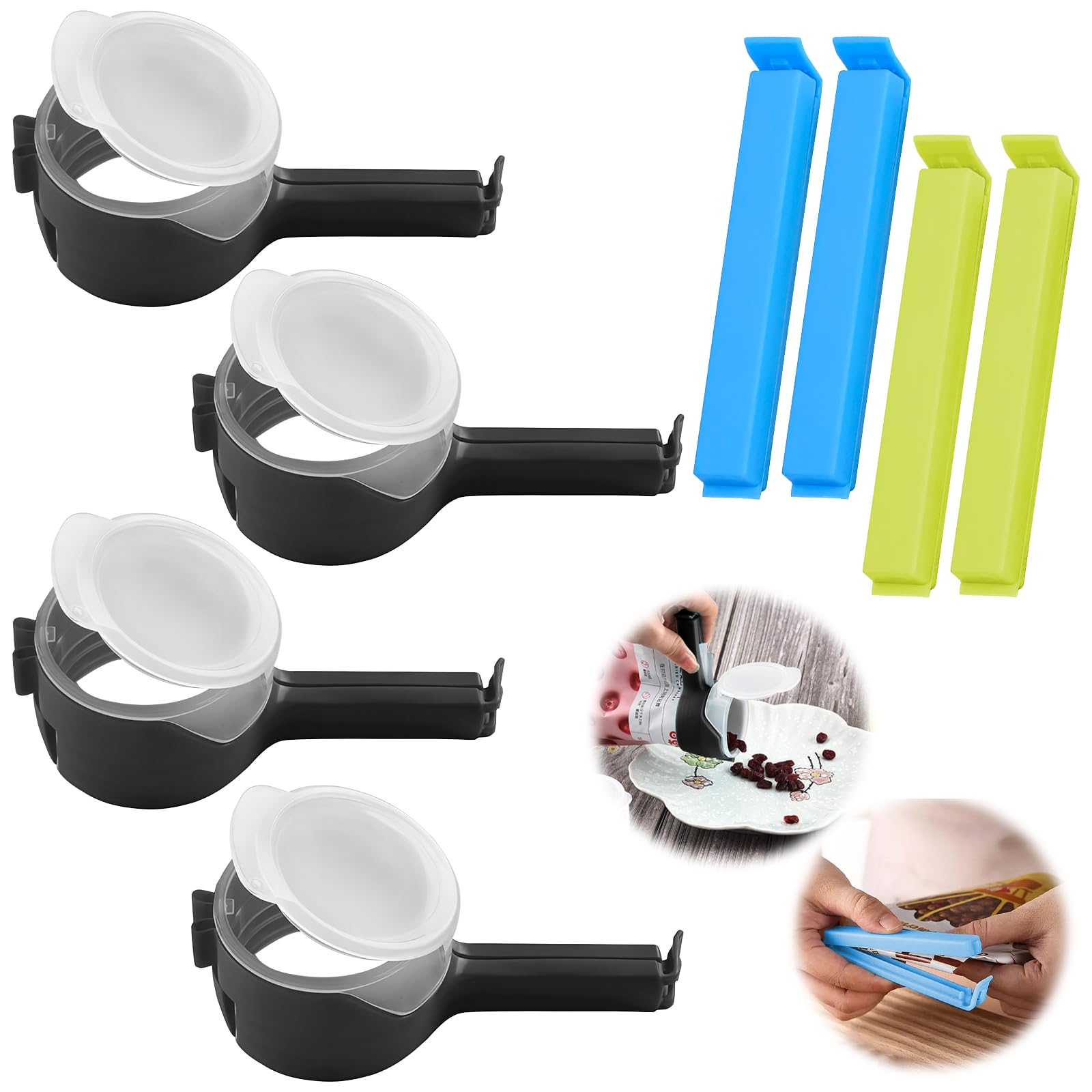 4 piezas pinzas bolsas alimentos snackclip snack clips pinzas para cerrar bolsas de alimentos pinzas comida Resistentes a la humedad, cierran aperitivos, arroz, frutos secos, cereales