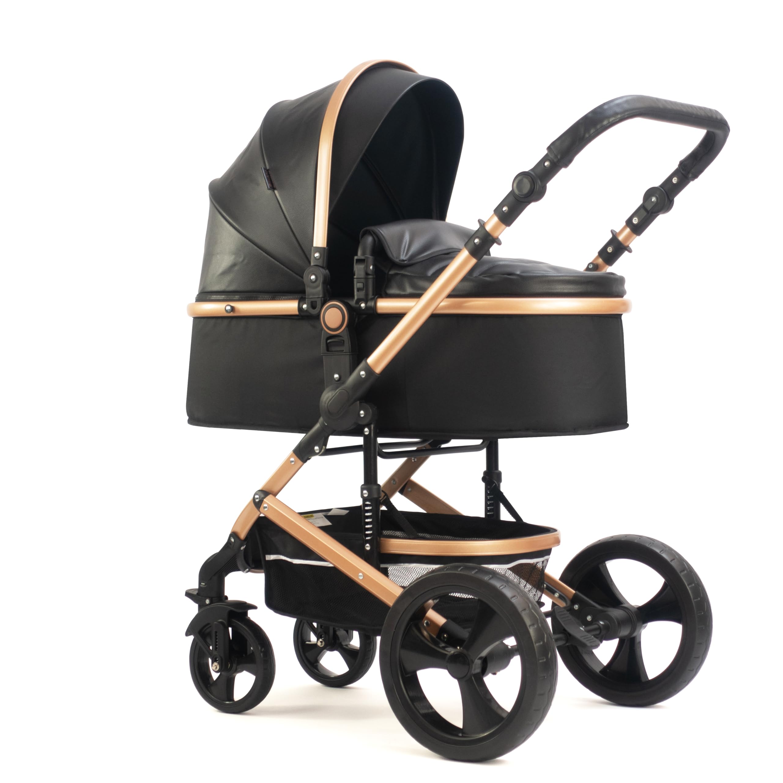 Silla de paseo Pixini Kalani 3 en 1, Trío, Niño, Silla de coche, Accesorios (oro/oxford negro)