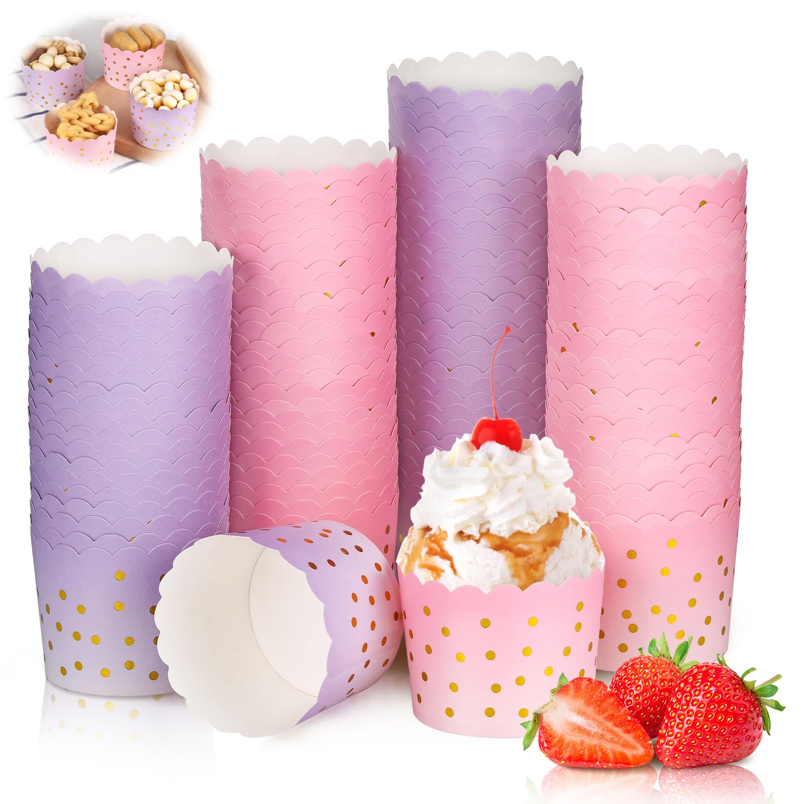 100 sztuk foremek do muffinek z papieru, 70 x 55 mm foremki do babeczek z eleganckimi wzorami, mini foremki do muffinek, miseczki do lodów z kartonu, dekoracje na wesela, imprezy, komplety