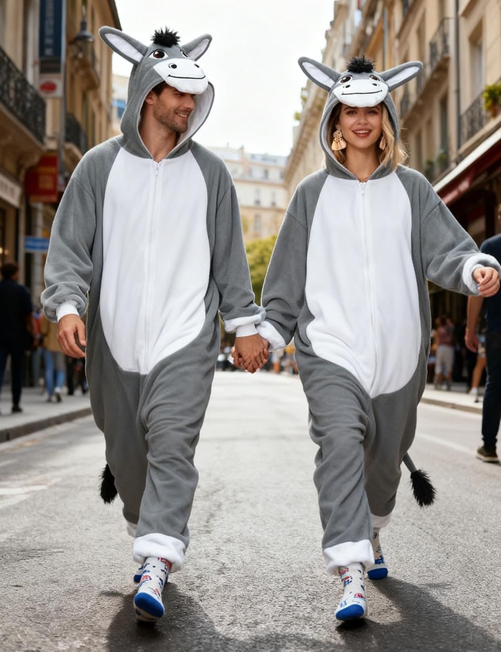 vavalad Grey Donkey Costume Adult, Womens Onesie Pajamas, Halloween Costume - Image 2