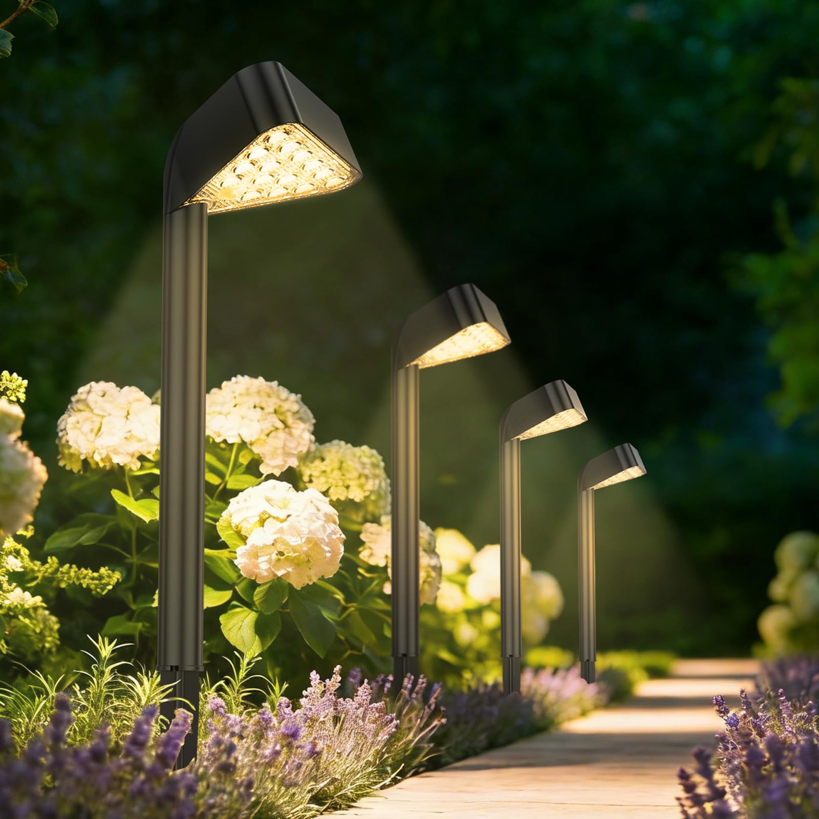 Solarlampen für Außen Garten, 8X15 LEDs Hell Gartenleuchten Solar | 12-14H Lange Laufzeit & Auto On/Off, Moderne Solarleuchten Garten Winterfest für Rasen, Terrasse, Hof, Gehweg, Garten Deko