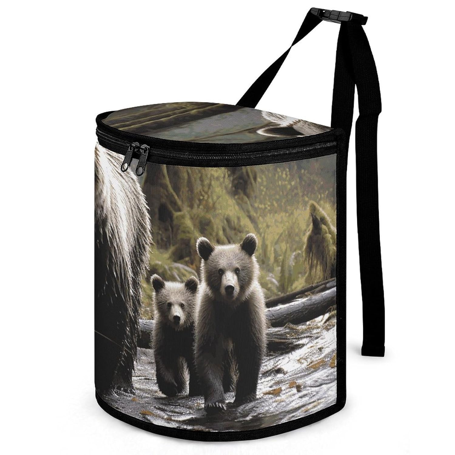 Mother Bear and Her Car Trash Can with Lid Collapsible Hanging Vehicle Trash Bag Waterproof Car Garbage Bags