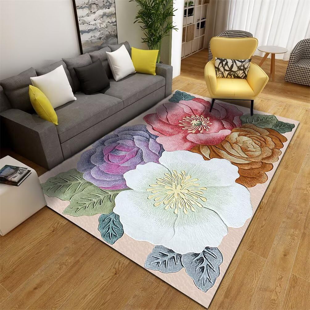 Tapis chambre bébé moderne violet grand coussin sol salon 150x200