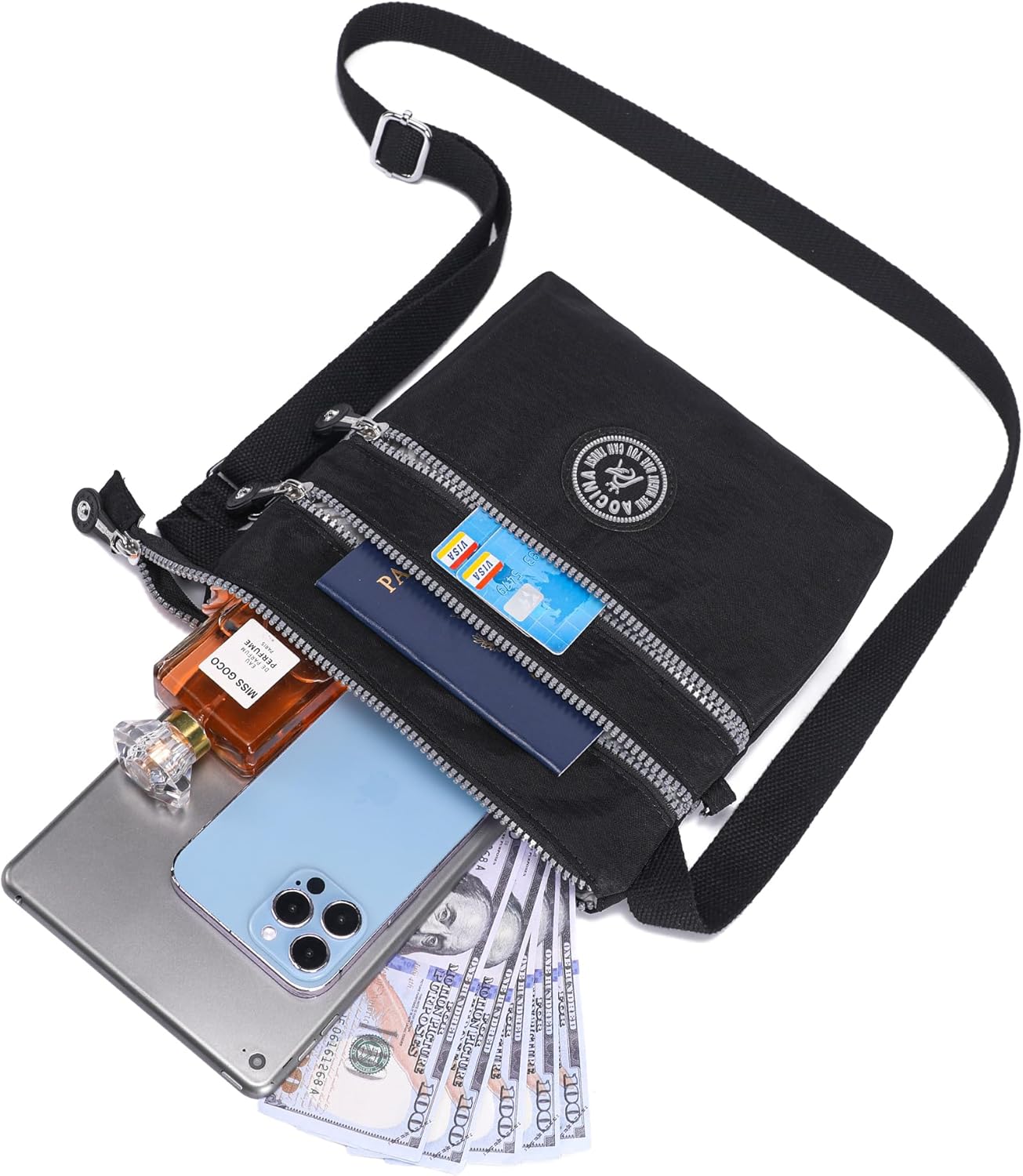 AOCINA Nylon Crossbody Bags for Women Multi Pocket Small Cross Body Purse Lightweight Travel Phone Purses Shoulder Handbags - Image 7