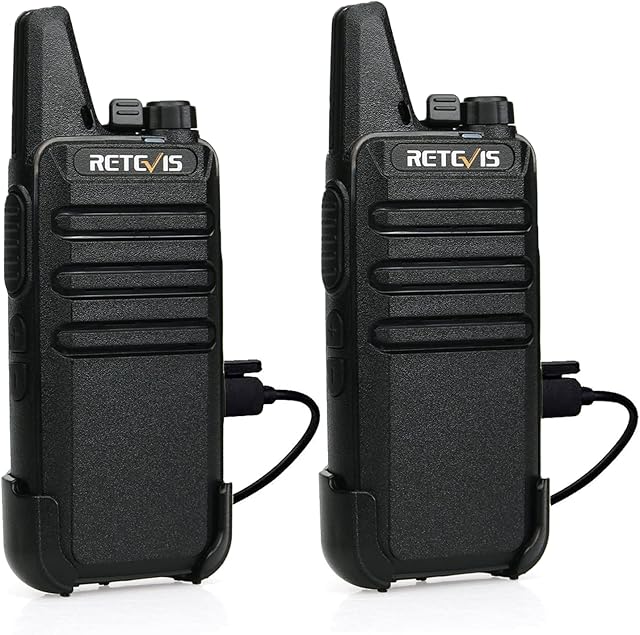 Retevis RT622 Walkie Talkie Mini, PMR446 Professional 2 Way Radio Long Distance, Clear Sound, VOX Hands Free, Rechargeable Car Walkie Talkies for Adults, Hiking (Black,1 Pair)