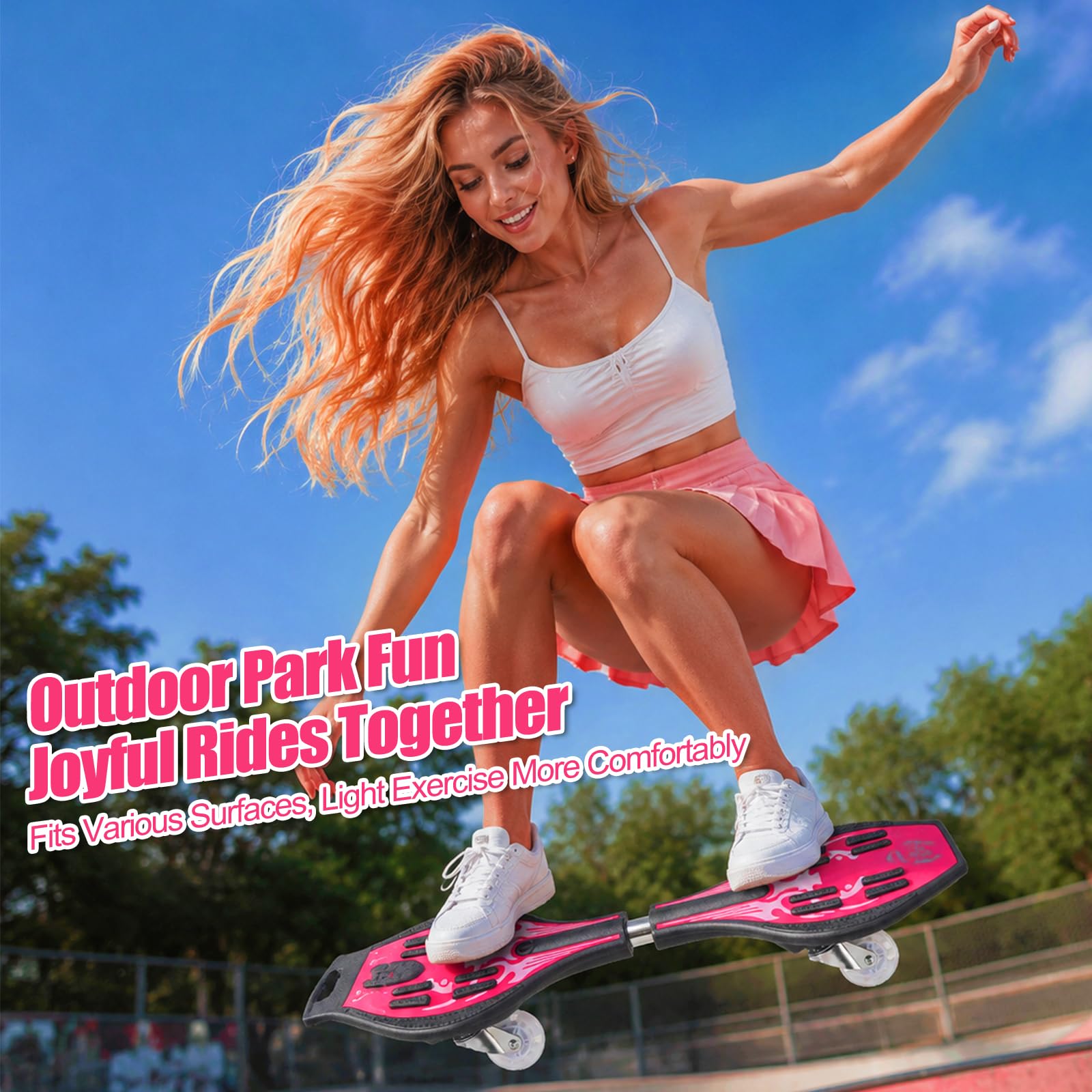 Waveboard Snakeboard Kinder LED Rollen, Caster Board | Anti-Rutsch-Oberfläche, 180° Drehung, leicht Robust aus ABS, für Kinder Erwachsene, Fördert Balance & Koordination