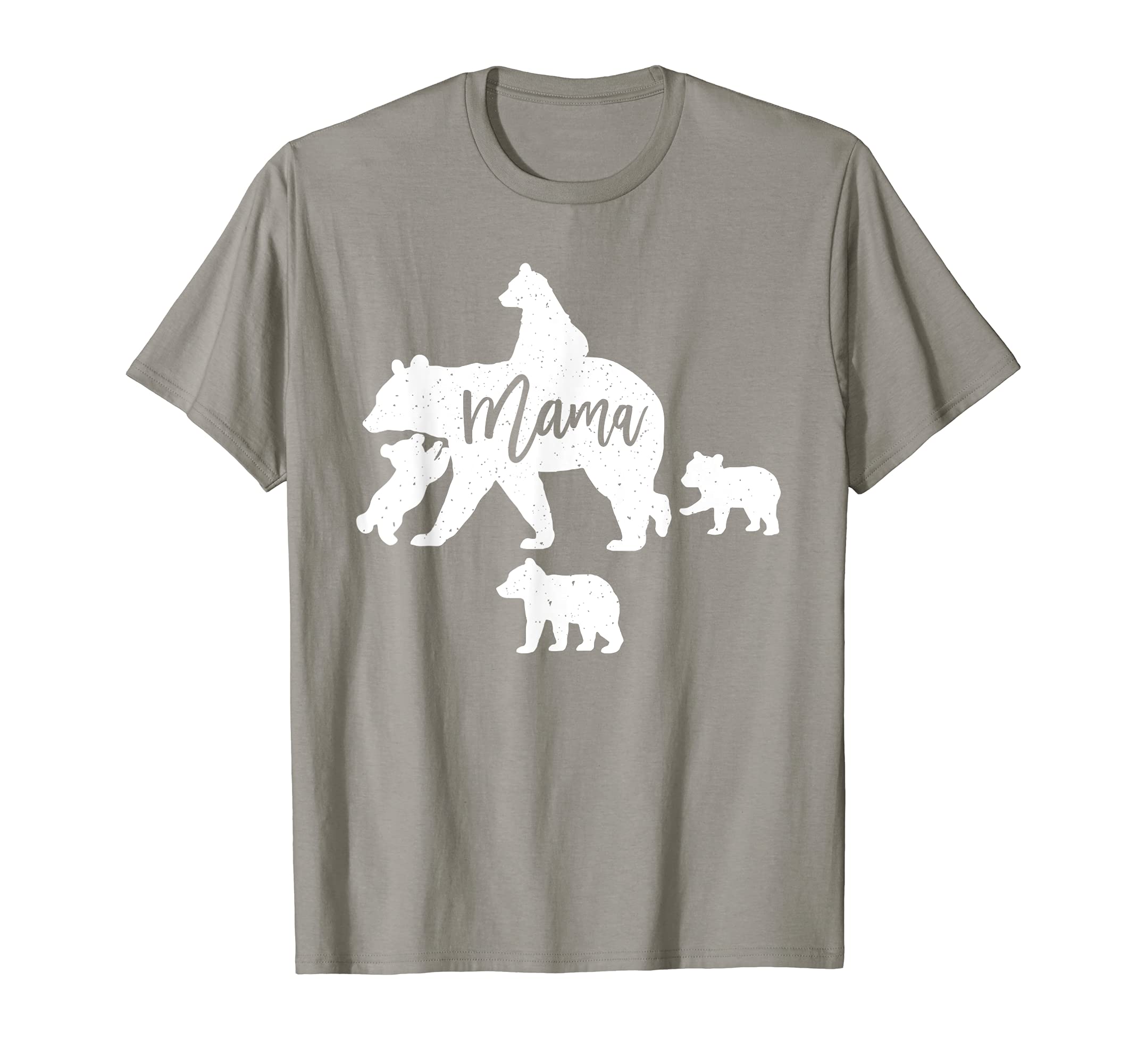 Artsy Mommy Bear Silhouette Nature Family GiftsMama Bear 4 Baby Bear Cubs Following Riding on Back T-Shirt