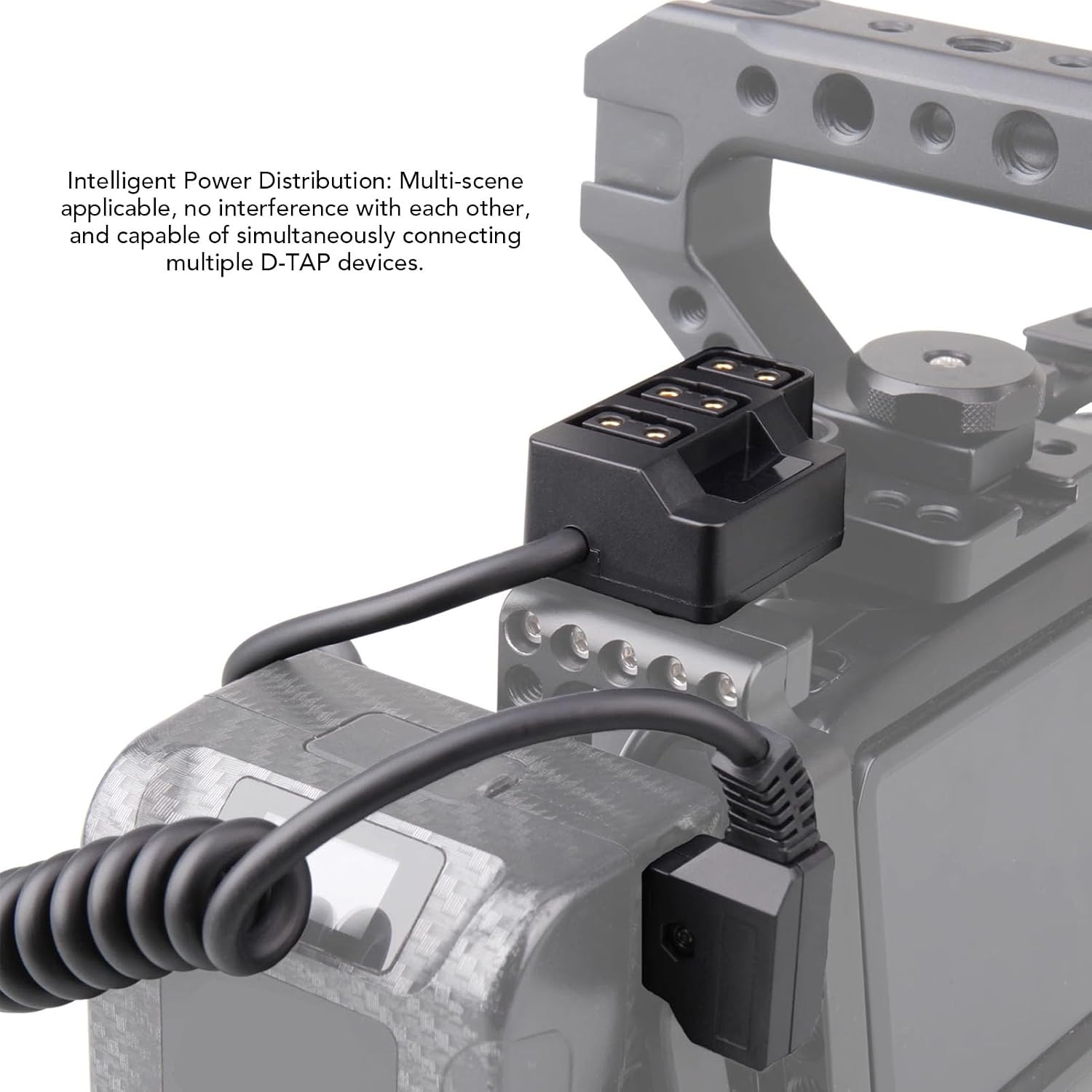 D Tap 1×3 Power Splitter Adapter with Voltage Display, for Anton B Type V Mount Camera Battery, D tap Male to 3 Port Female Splitter Power Cable Hub Connector