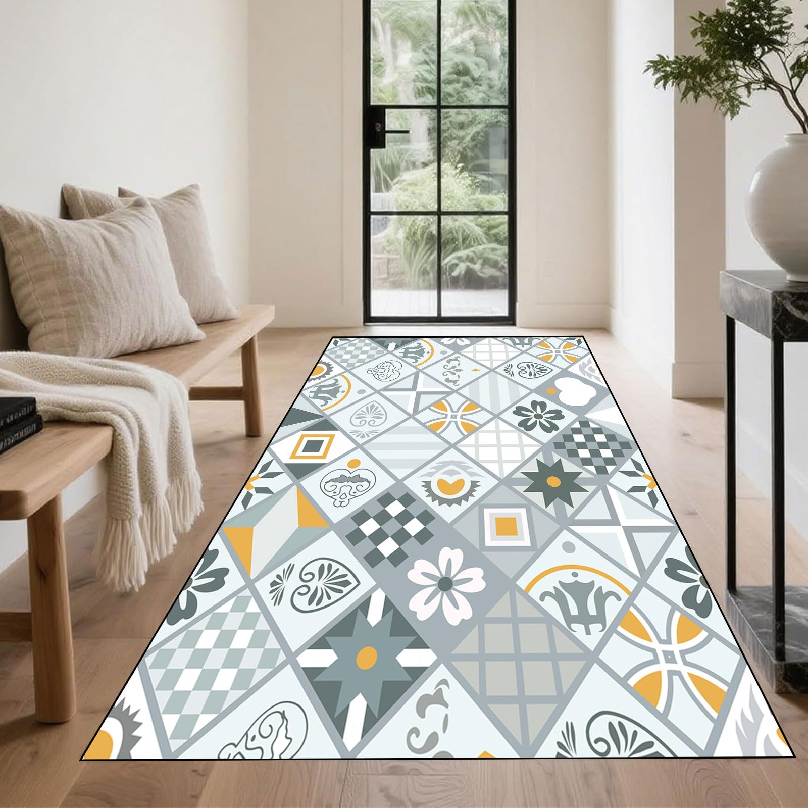 Tapis de cuisine devant évier grand format lavable pour entrée et salle de bains