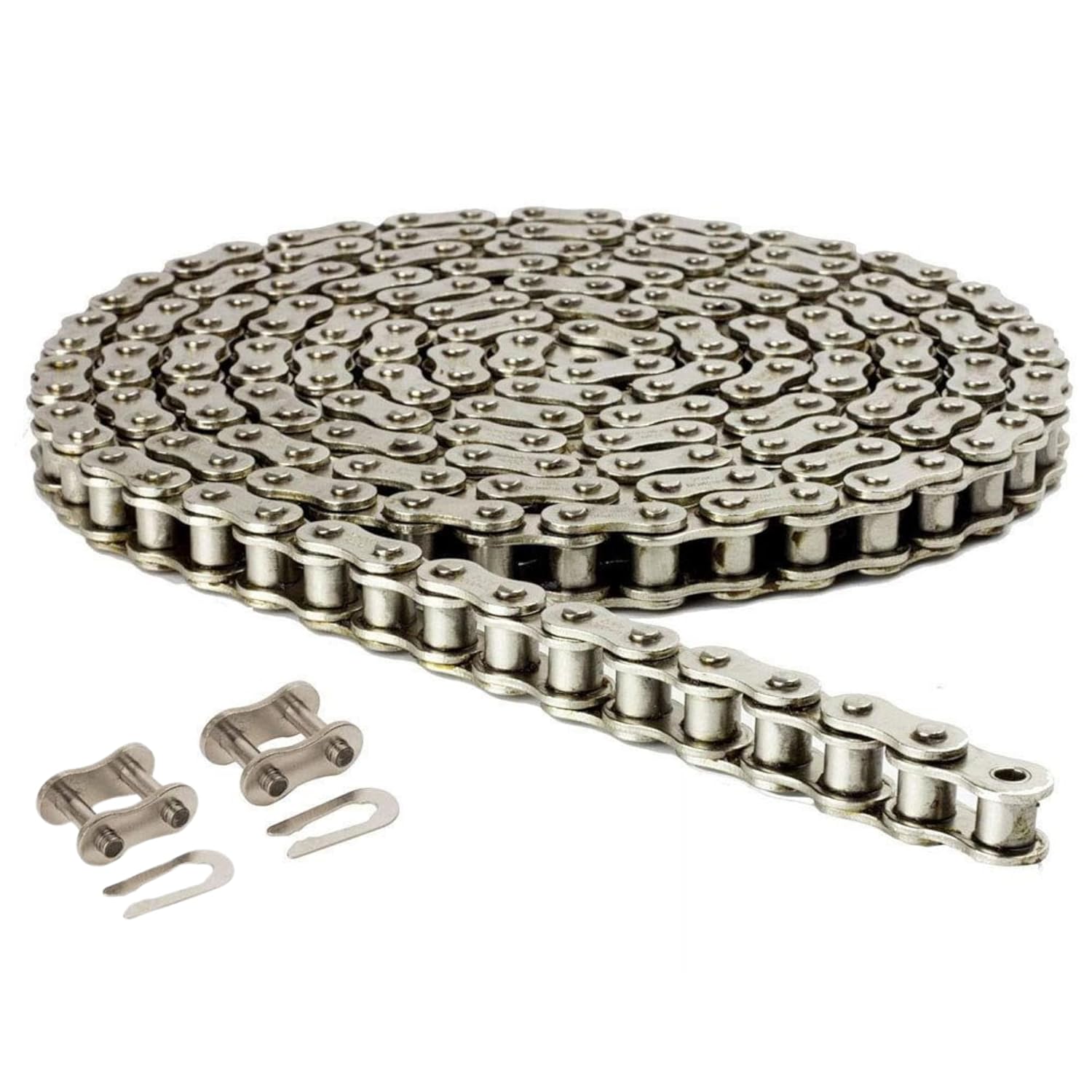 Jeremywell #35NP Nickel Plated Roller Chain 10 Feet + 2 Master Links, Corrosion Resistant