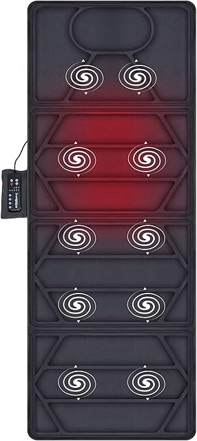 Snailax Full Body Massage Mat with Heat - 10 Motors Vibrating Full Back Massagers with 2 Heating Pads for Neck, Back, Shoulders, Massage Mattress Pad, Lumbar Calf Muscle Relaxation