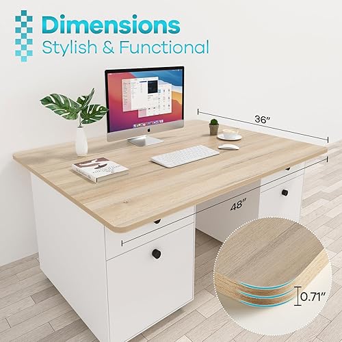 Miniatura 301 de Kaboon Mesa universal de 45.67 x 23.62 pulgadas, escritorio sólido de una pieza, encimera de melamina reversible, escritorios dobles, escritorio en