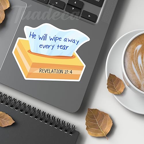 Miniatura 4 de (3Pcs) He Will Wipe Away Every Tear Christian Sticker Motivational Quotes Bible Verse Revelation 214 Inspirational Jesus Vinyl Decals for Book