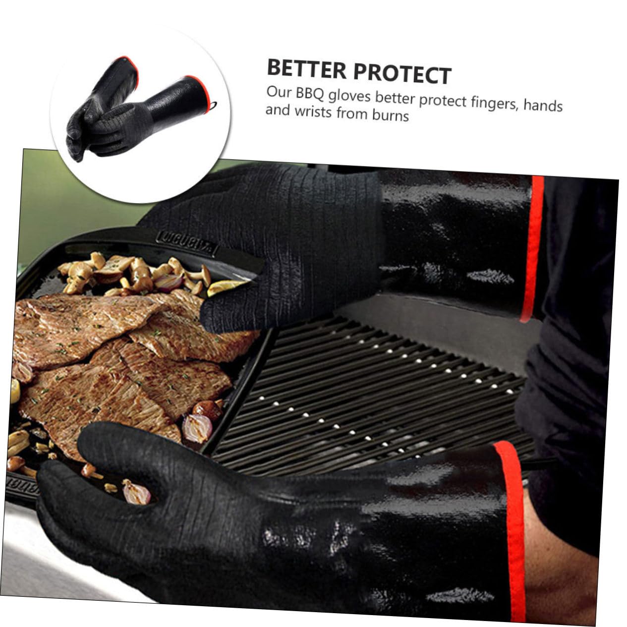 Guanti Ignifughi Resistenti al Calore in Neoprene, 1 Paio Nero | Forno, Barbecue e Cucina, Protezione Polso da Scottature, Riutilizzabili, per Cottura ad Alte Temperature