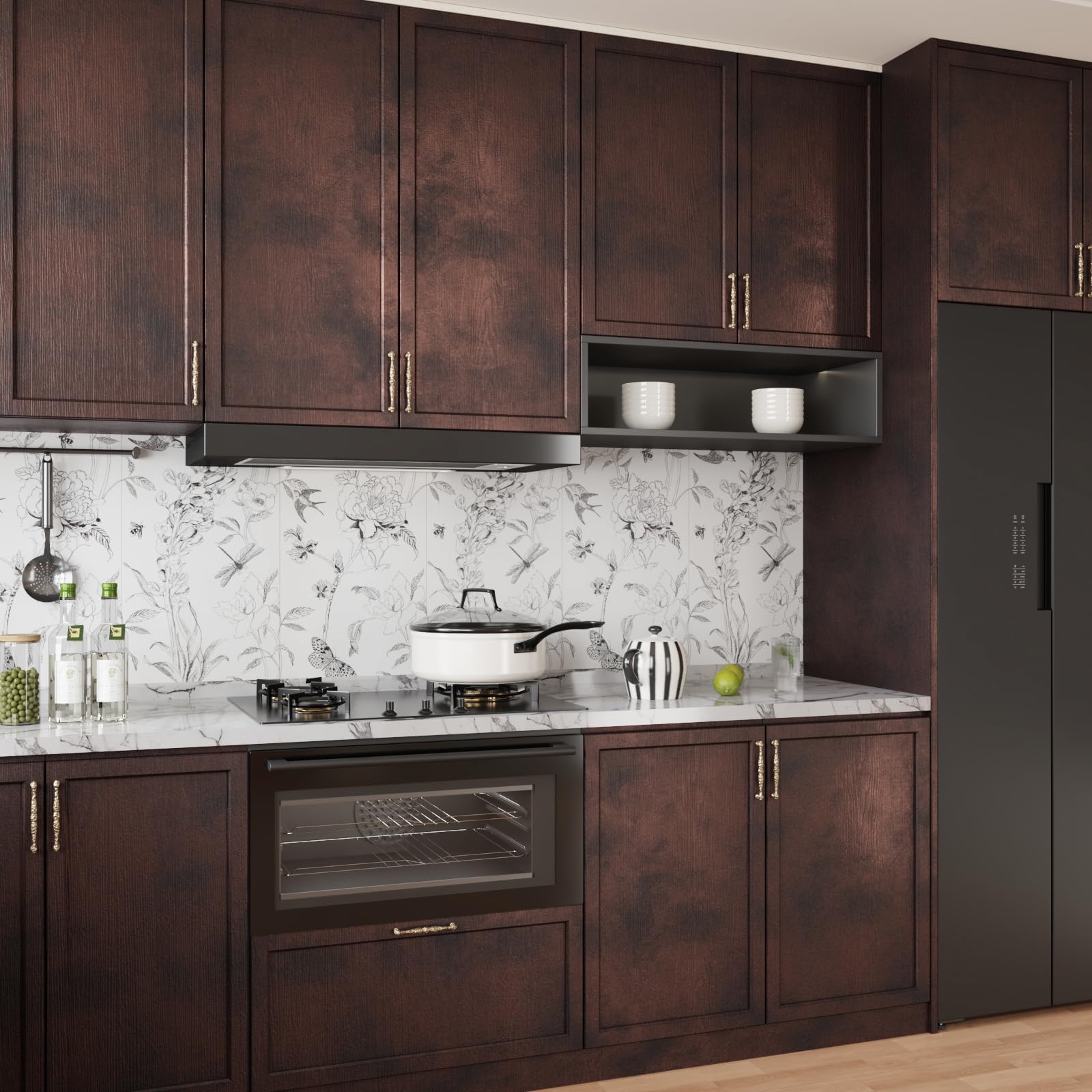 Decoroom Pellicola Autoadesiva Effetto Legno Marrone Opaco, 30x200 Cm, Per Mobili, Adesivo In PVC Impermeabile Per Cucina E Armadi - 4