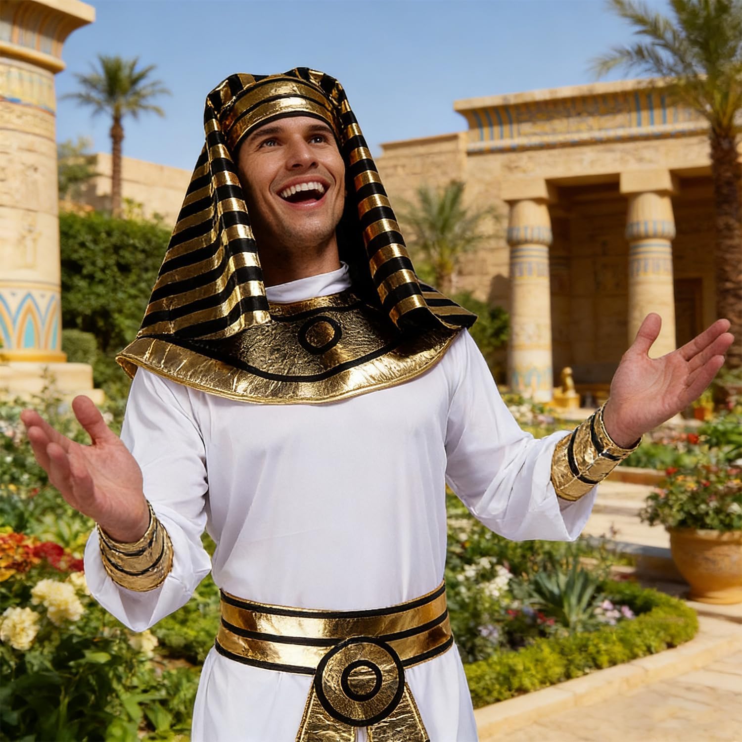 PGOND Adult Men's Egyptian Pharaoh Halloween Costume White