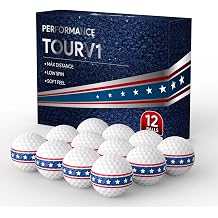 Patriotic Practice Golf Balls 12 Pack, American Flag Design Golf Ball Set, Red White Blue Novelty Golf Balls for Veterans, Tournaments and Holiday Events