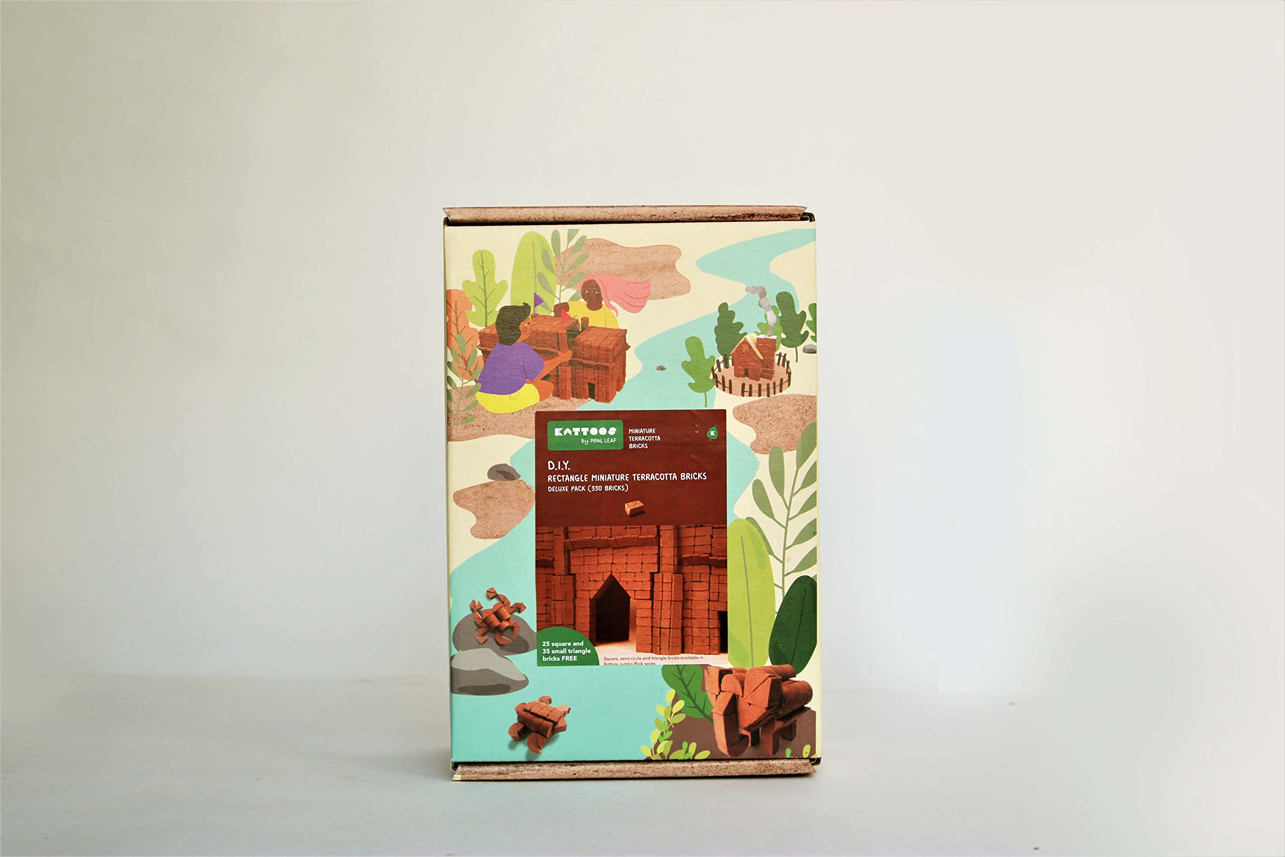 Kattoos Rectangle Miniature Terracotta - Reddish Brown Bricks, 390 nos. (330 Rectangle + 60 Other Shapes) Educational Building Toys for Kids, Birthday Gifts, Dioramas, Model Making - Image 3 thumbnail