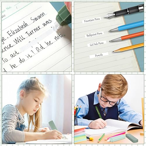 Miniatura 7 de Resurhang Juego de papelería estética verde, suministros escolares verdes, juego de notas adhesivas verdes, 6 mini cintas de corrección, 6