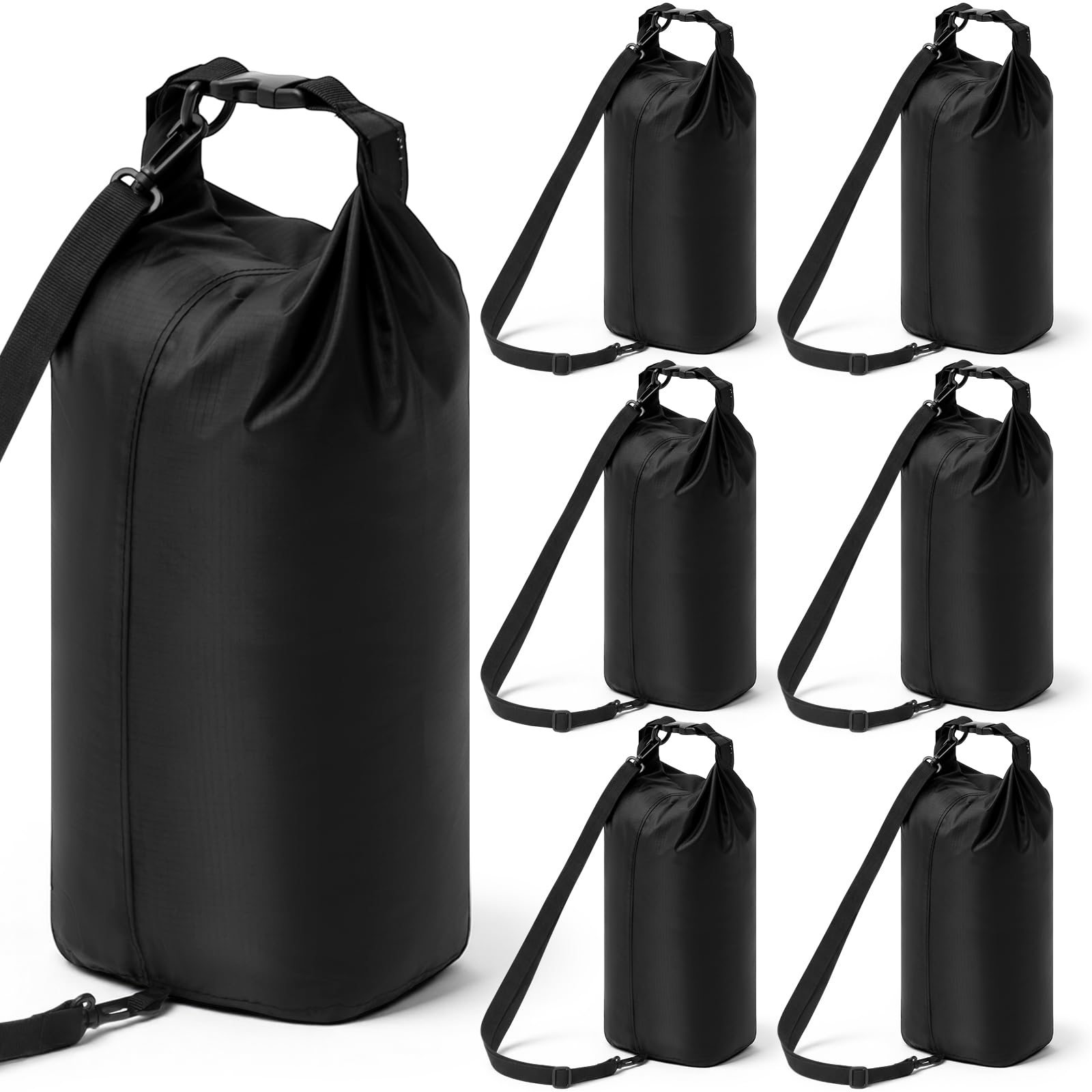 6 Pcs Waterproof Dry Bag 5L, Roll Top Dry Storage Sack with Adjustable Strap for Winter Homeless Kayaking Beach Swimming Camping Boating, Lightweight Backpack for Equipment Electronics