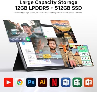 CHUWI Hi10 Max AI Tablet 12.96, Intel Ultra 5 125U, 12GB LPDDR5 512GB SSD, AI Boost NPU, 12C/14T, Max 4.3GHz, IPS 2880 * 1920 Touchscreen, 4K Micro-HDMI, WiFi 6, BT 5.3, USB 3.2, Type C, with Case
