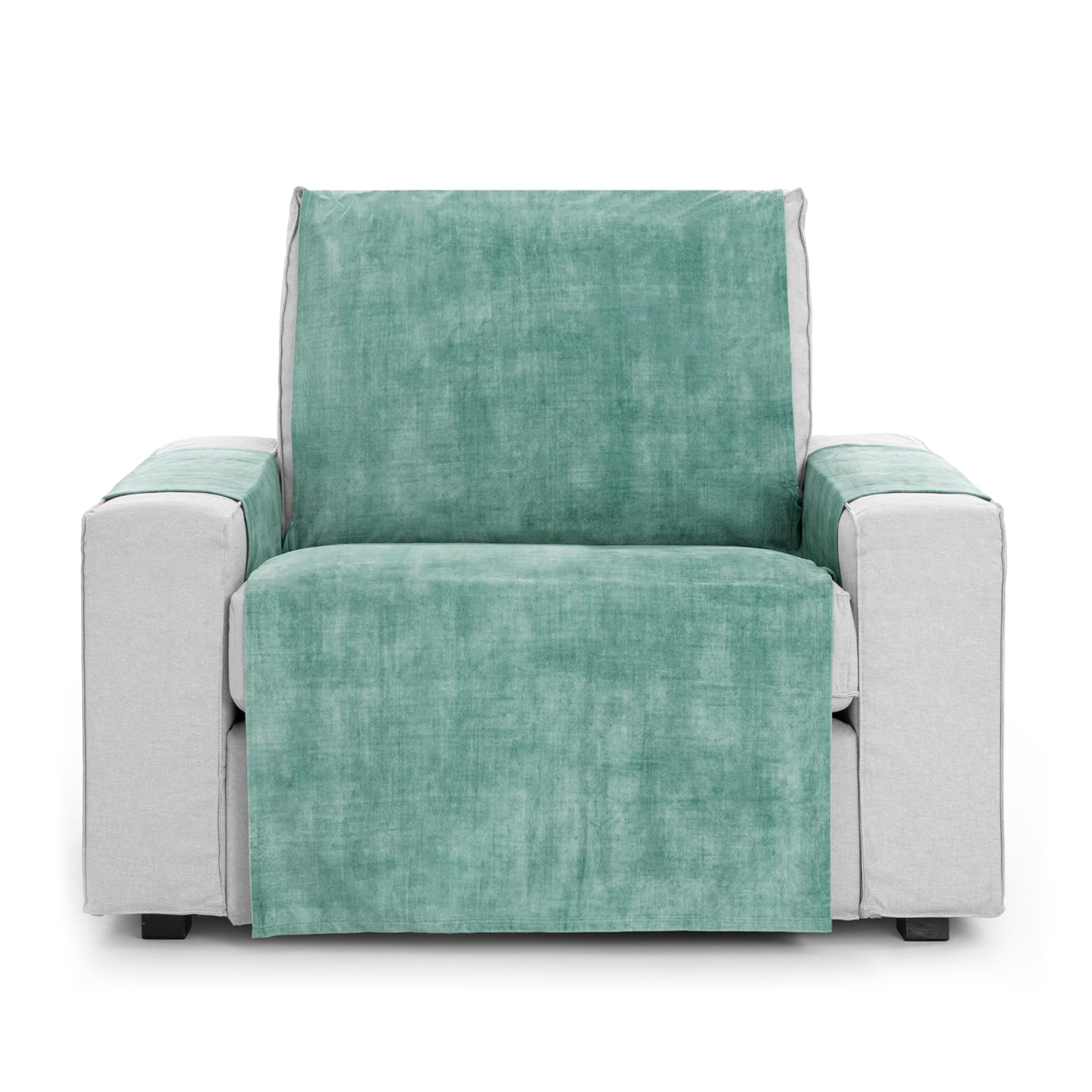 Vipalia Protector Funda Sillon Relax. Cubre Sofa 1 Plaza. Cubre Sillon reclinable Aterciopelado Antimanchas. Fundas para Sofa Turin. Color Verde. Cubre Sofa 1 Plaza 55 cm. para sofás de 60 a 110 cm