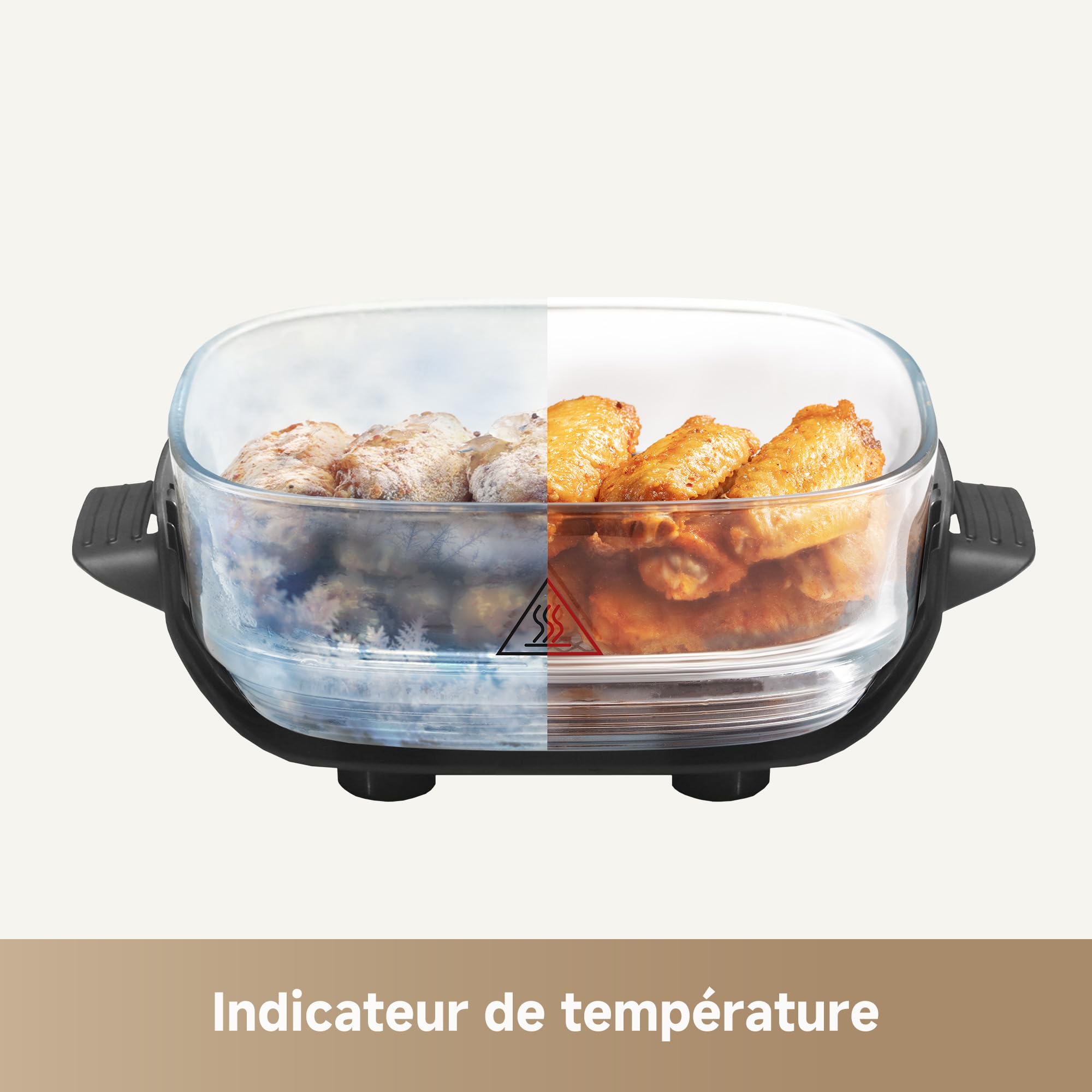 DREAME Tasti Friteuse à air en verre portable 5 en 1, 2,5 L + 4,5 L | 2 cuves, cuisson sans huile, rôtir, griller, réchauffer, maintien au chaud, verre résistant, vue à 360°