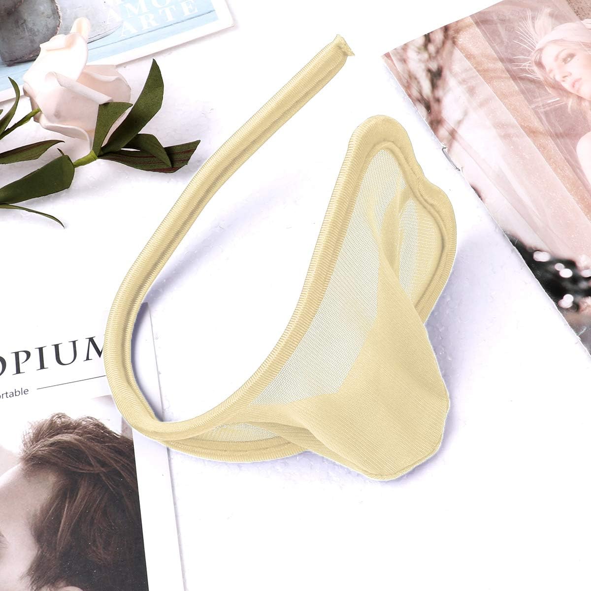 Men's C-String Straps Invisible Underwear Panty Mesh See Through Micro T-Back Panties