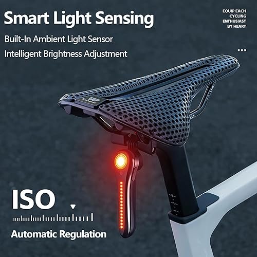 Miniatura 6 de Luz trasera inteligente para bicicleta, luz trasera de bicicleta de 120 lúmenes, luces traseras con detección de freno, encendidoapagado automático,