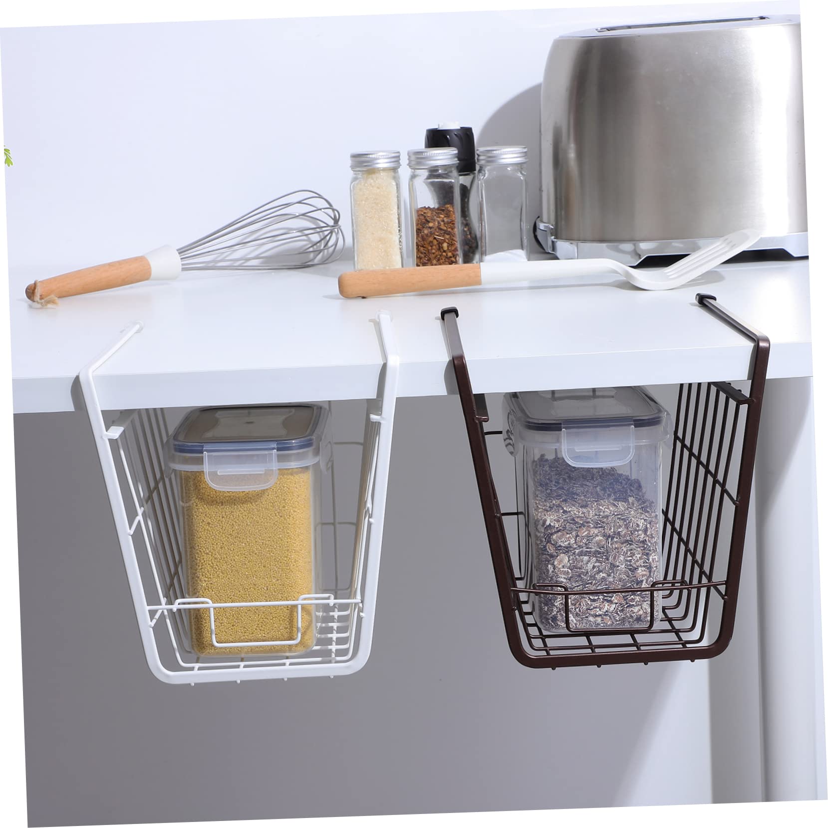 Amosfun Cesta De Almacenamiento Colgante 2 Pcs Organizador De Cocina Cesta De Alambre Bajo Estante
