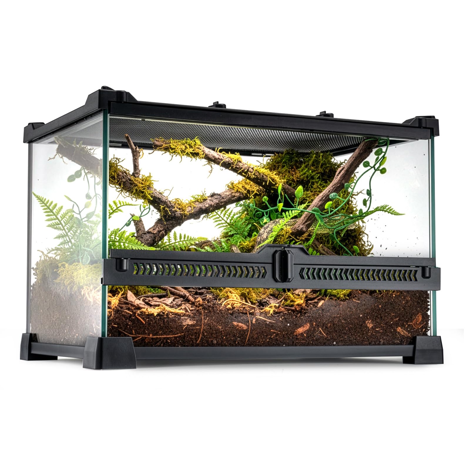 Glas-Reptilien-Terrarium, Insektenzucht-Tank, Vivarium-Lebensraum für Eidechsen, Hornfrösche, Schlangen und Spinnen, Reptilien-Glasterrarium für Amphibien (Horizontal)