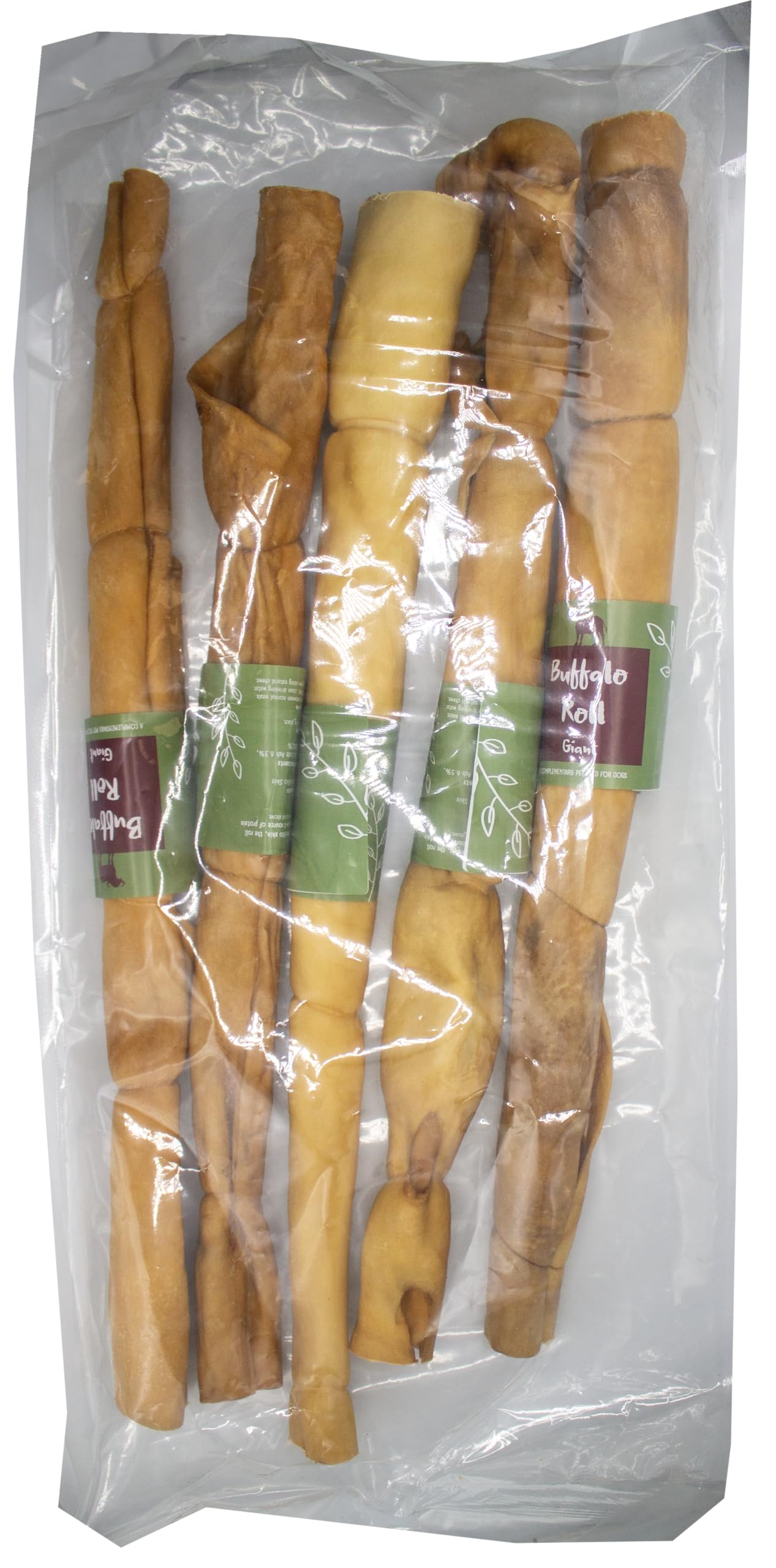 Pure & Natural Buffalo Roll - Giant 50cm - 5 Pack - 100% Natural Dog Chew - Air Dried & Grain Free