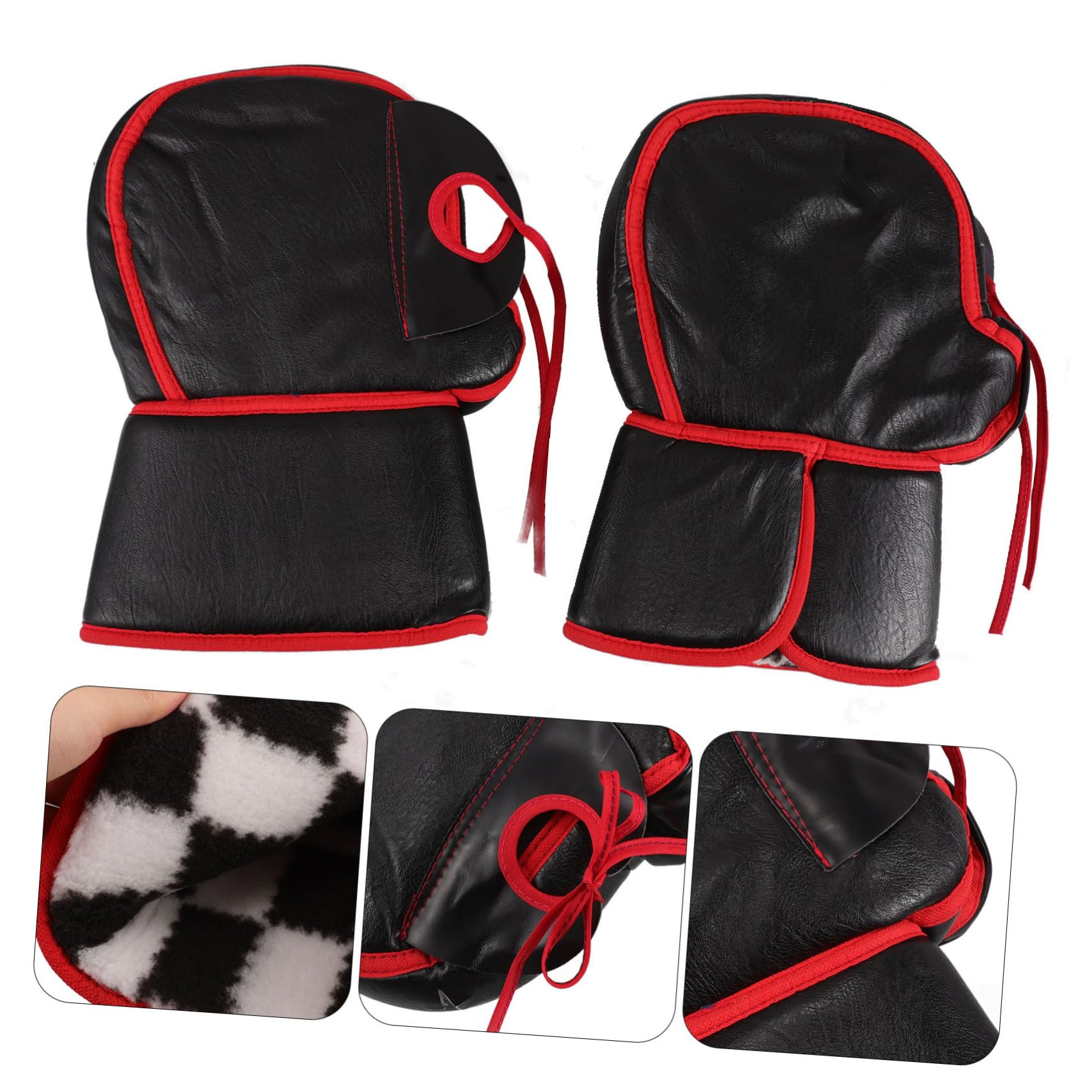 1 Par de Fundas para Puños de Motocicleta de Pu Negro