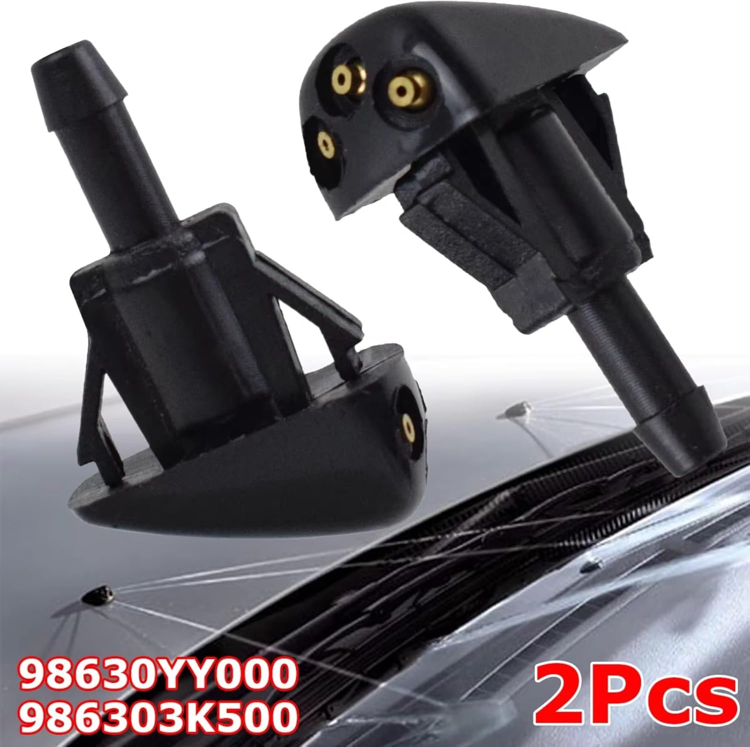 Washer Nozzle Spray Replacement for For Accent 2003-2005 For Sonata 2002-2005 OEM 98630YY000 2Pcs Car Front Windshield Wiper Nozzle Washer Spray