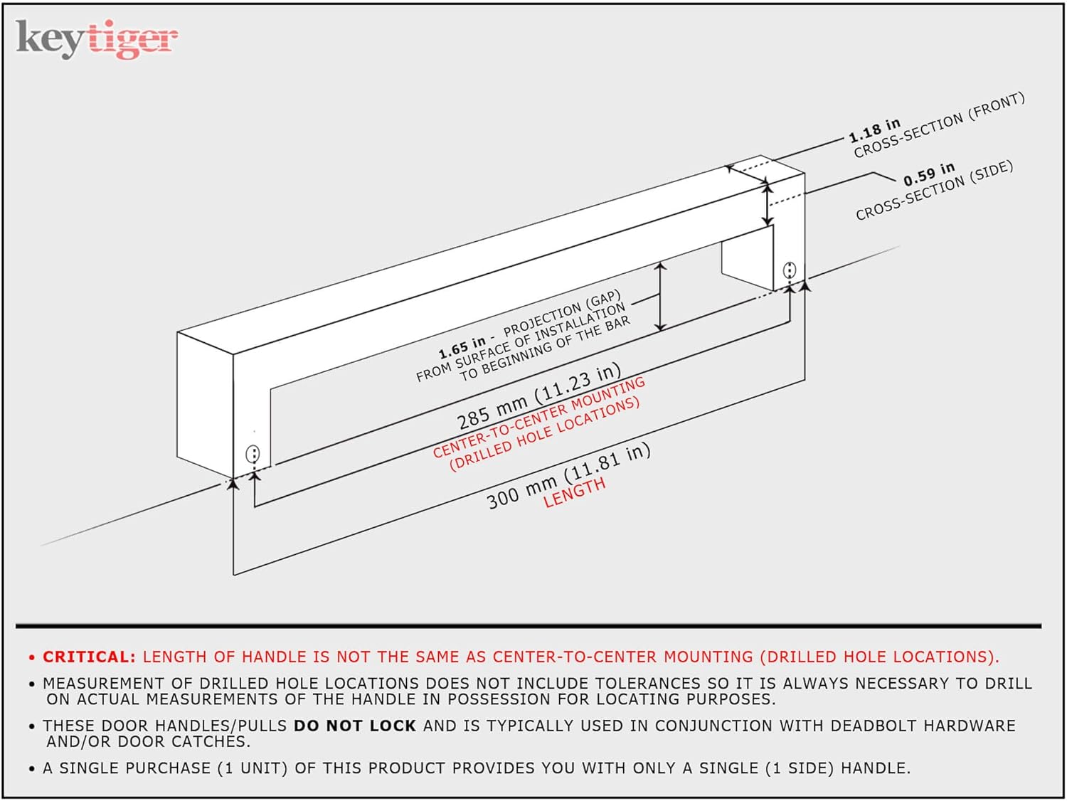 12 Inches 1-Sided Stainless Steel Modern Entry Door Handle Matte Black Powder Coated, Sliding Door Handle External Push Pull for Single Doors Double Doors Glass Metal Wood, Square Rectangle Shaped Bar