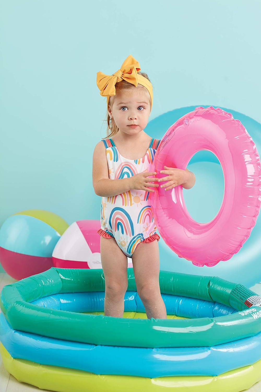 Mud Pie Girls' Rainbow Swimsuit with Headband: Clothing, Shoes & Jewelry