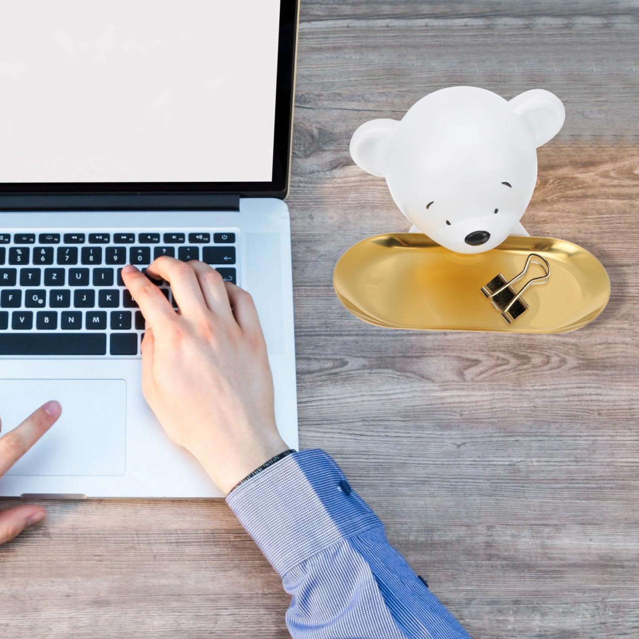 minkissy Quality Material Decorative Storage Box Bear Tray Desktop Organizer Multi-use Easy to Clean