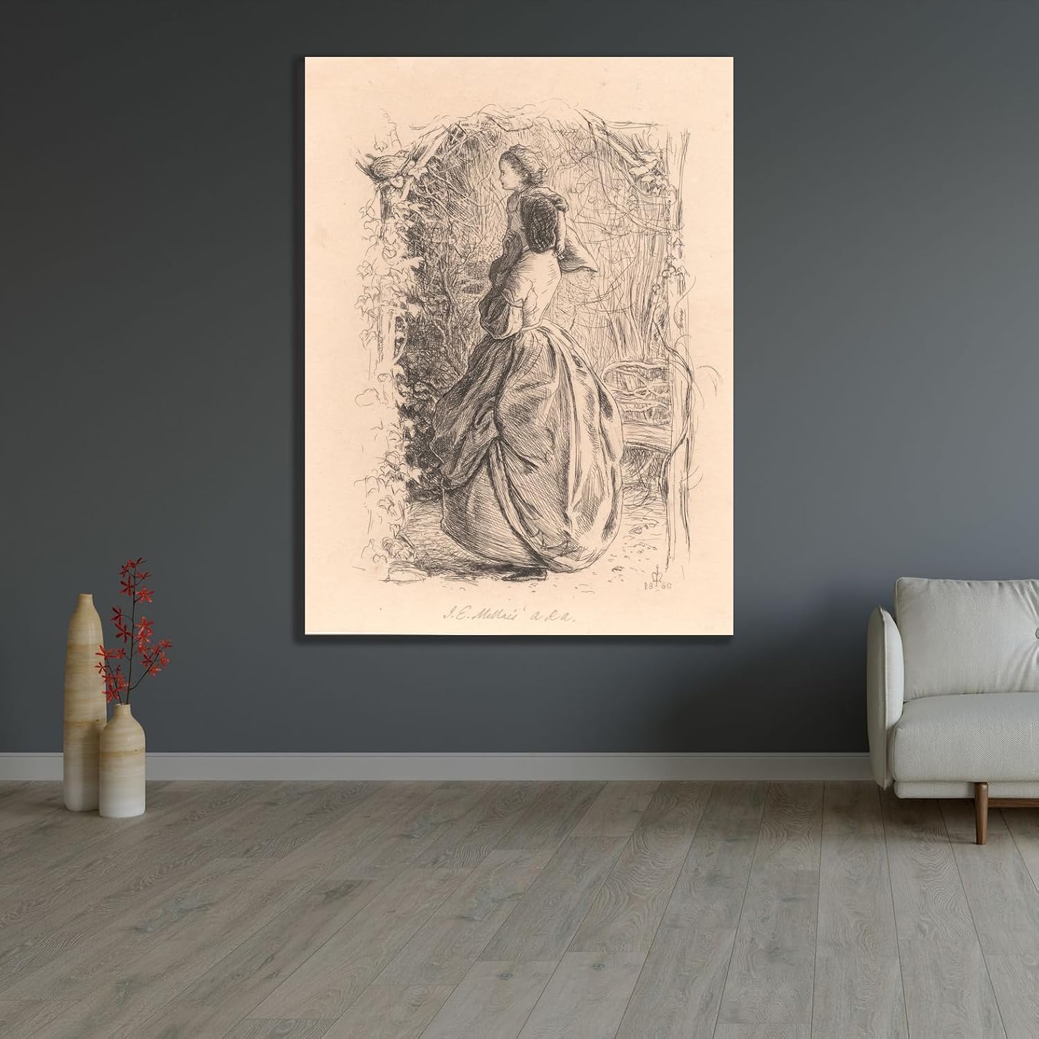 ArtDirect Happy Spring Time. Woman and Child Looking at Bird in Nest. (1860) Unframed Art Print Giclee Poster by Sir John Everett Millais - Ready for Framing with Customization Sizes 7x10, 10x14, 15x20, 24x32, 36x48 and 45x60 inches (71875dr)