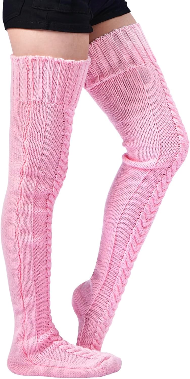 Moon Wood Women's Thigh High Socks Extra Long Winter Stockings Thick Cable Knitted Socks Over Knee Leg Warmers - Image 5