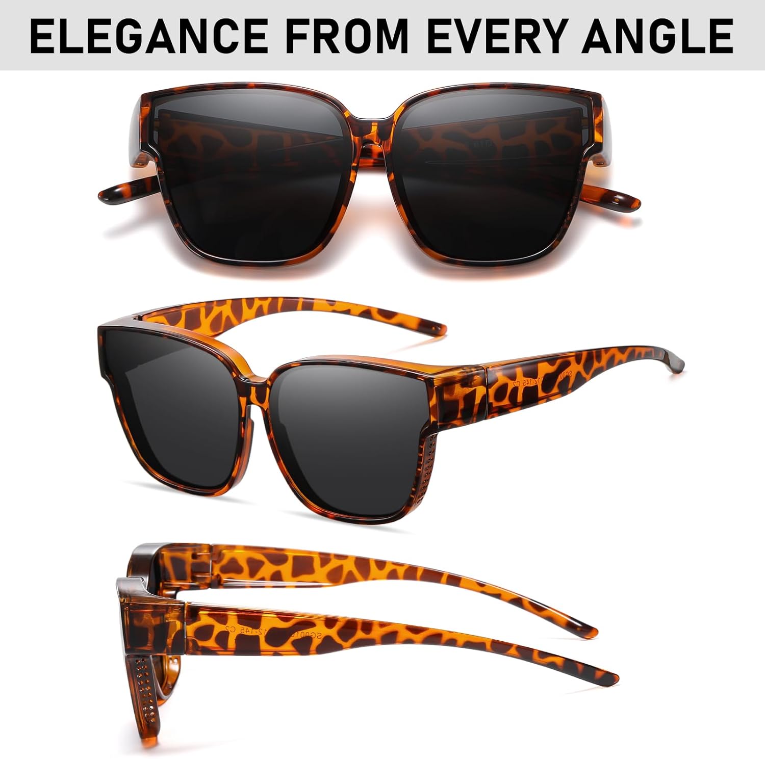 Polarized Sunglasses Over Glasses Men Women,UV Protection Square Sunglasses Wrap-around Driving,Lightweight TR90 - Image 6