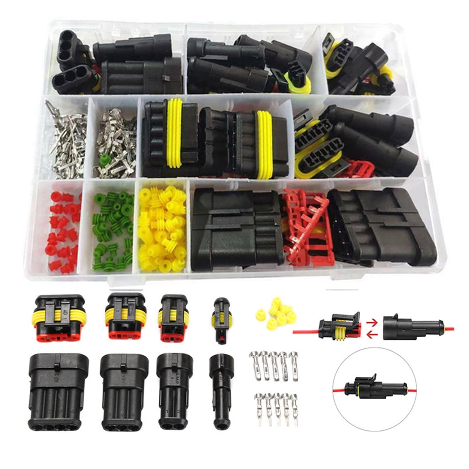 296pcs ESCONDIDO Terminal a prueba de agua alambre automotriz eléctrico Dt Kit enchufe del conector Compatible With piezas repuesto la marina automóviles AUTO 1-6PIN