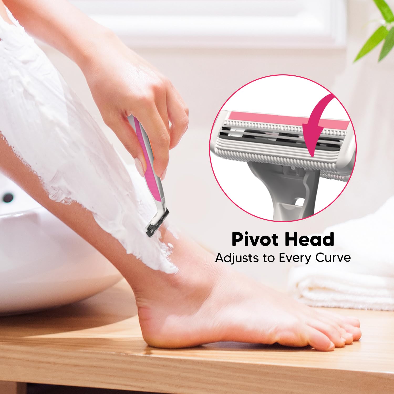 LetsShave Evior 2 Plus Disposable Razor for Women, Pack of 10, Rubber Grip Handle, Vitamin E Lubricating Strip, Full Body Hair Removal for Legs, Underarms & Bikini Line 3
