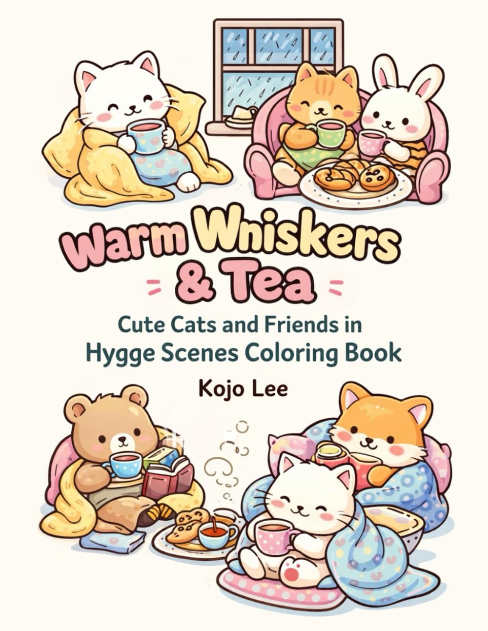 Warm Whiskers & Tea: Cute Cats and Friends in Hygge Scenes Coloring Book