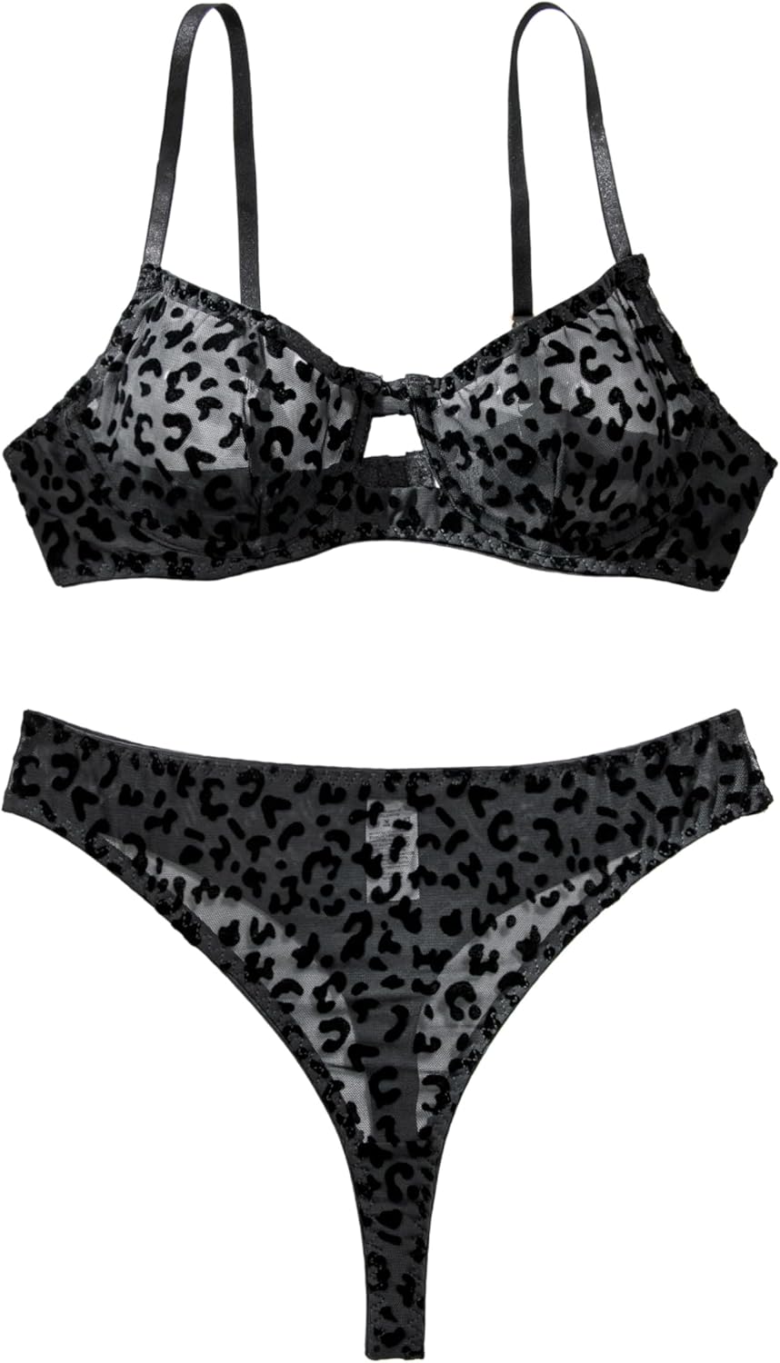 Lilosy Sexy Mesh Sheer Underwire Push Up Lingerie Set Lingerie Set - Image 4