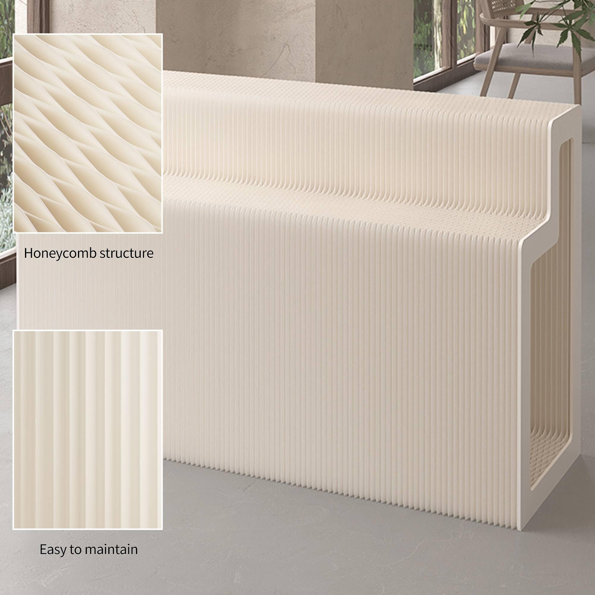 Moderner, modularer Präsentationsständer – weiß geripptes Regal mit mehreren Ebenen für Einzelhandel, Büro und Wohnzimmer – stilvolle Lösung (B x H x L) 42 x 117 x 200 cm